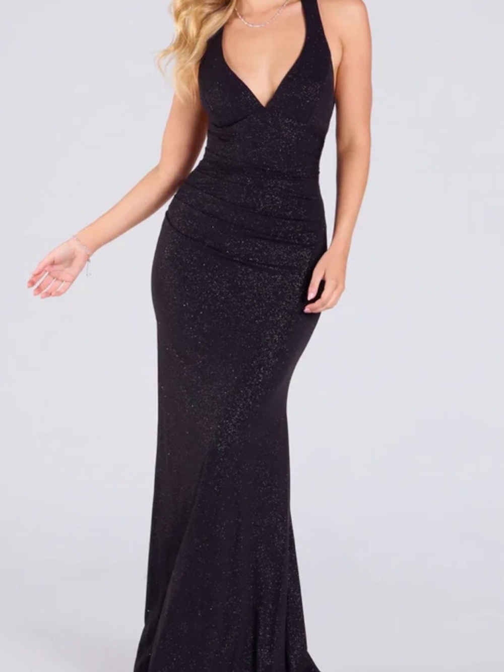 Windsor Ayla Lace-Up Slit Mermaid Glitter Formal Dress